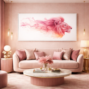 QUADRO LEÃO ROSA